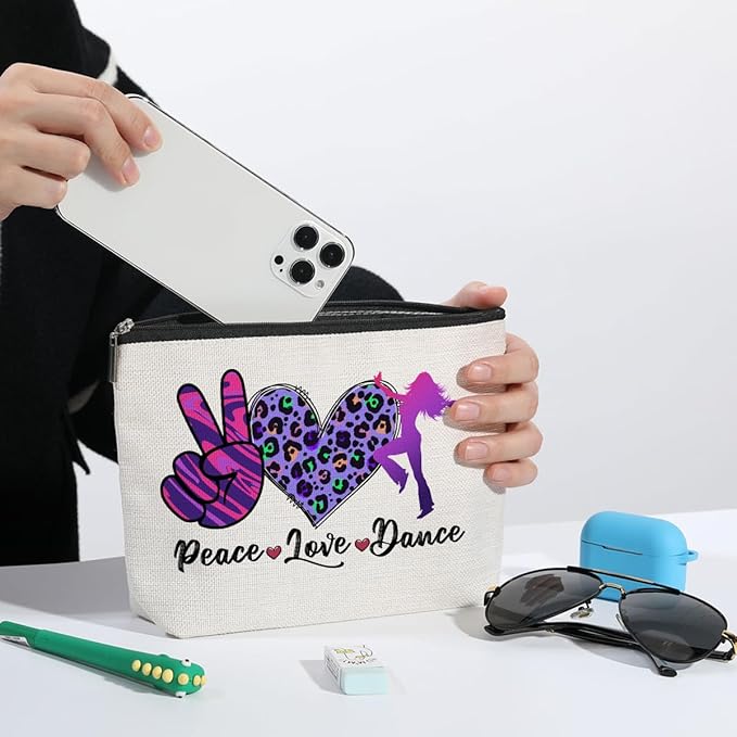 Dance Bag Dance Gifts Dance Stuff Makeup Bag Graduation Mothers Day Birthday Dance Teacher Gift Recital Gift for Women Dance Lover Coach Teacher Dancer Best Friends Daughter Sister Cosmetic Bag