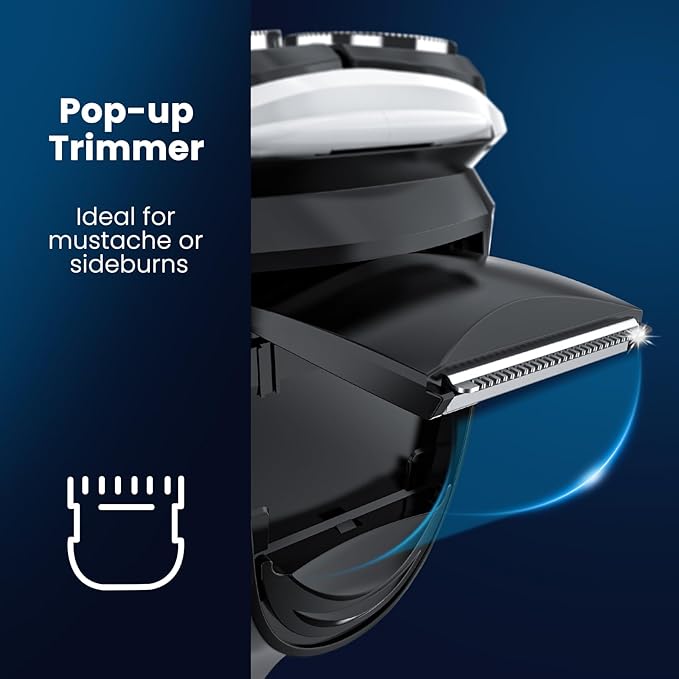 Waterproof Men’s Electric Shaver with Travel Case, Powerful & Quiet, Type C Fast Charge (60min Charge, 120min Use), Precision Trimmer (Black)