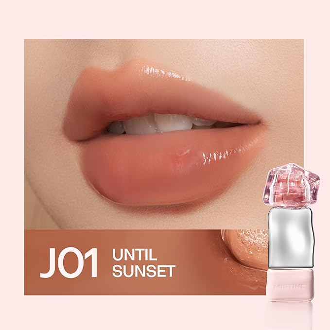 Mistine Lip Gloss Lip Oil Lip Plumber Non-sticky Tinted Lip Gloss for Women Infused with 1% Peptide Finish Lip Tint Hydrating Lip Stain Lightweight Feeling J01 Until Sunset Limited Edition 0.1 fl oz