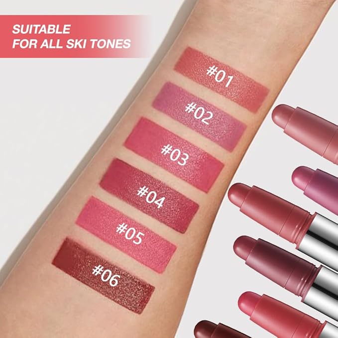 IATMOMOD 6Pcs Long Lasting Matte Lipstick Crayon Set for Women, Waterproof Velvet Lip Liner Pencil, High Pigment Creamy Non-Drying Lip Makeup, Cruelty-free 24H Wear