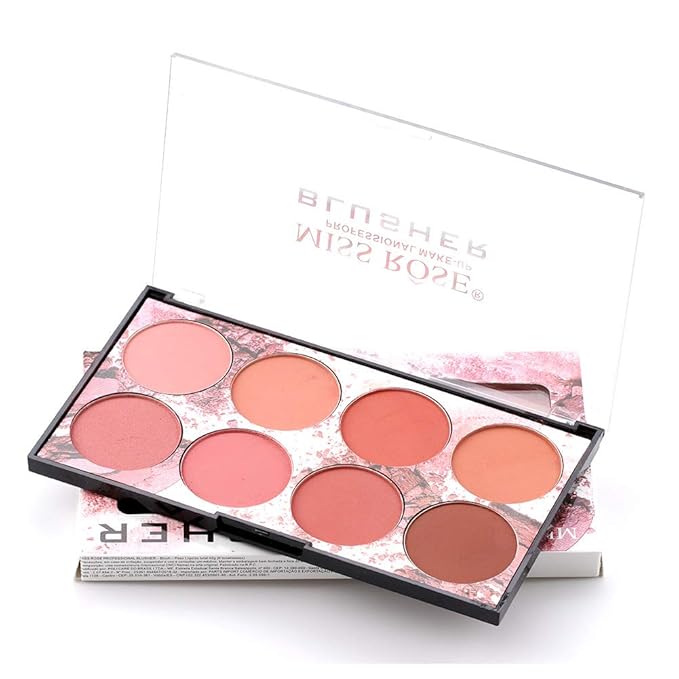 8 Color Blush Palette, Matte and Shimmer Powder, Skin Tone