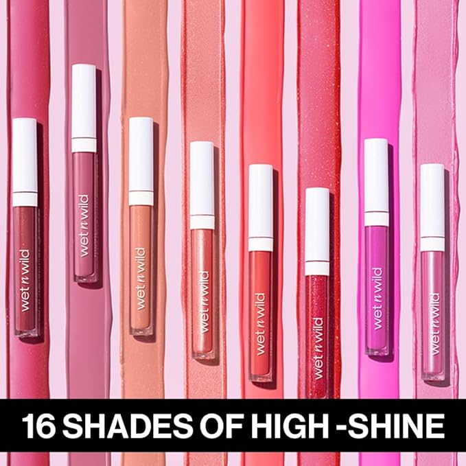 wet n wild MegaSlicks Lip Gloss, Ultra-Glossy, Vitamin-E Enriched, Ultra-Gloss High Shine Moisturizing, Cruelty-Free & Vegan - Champagne Please