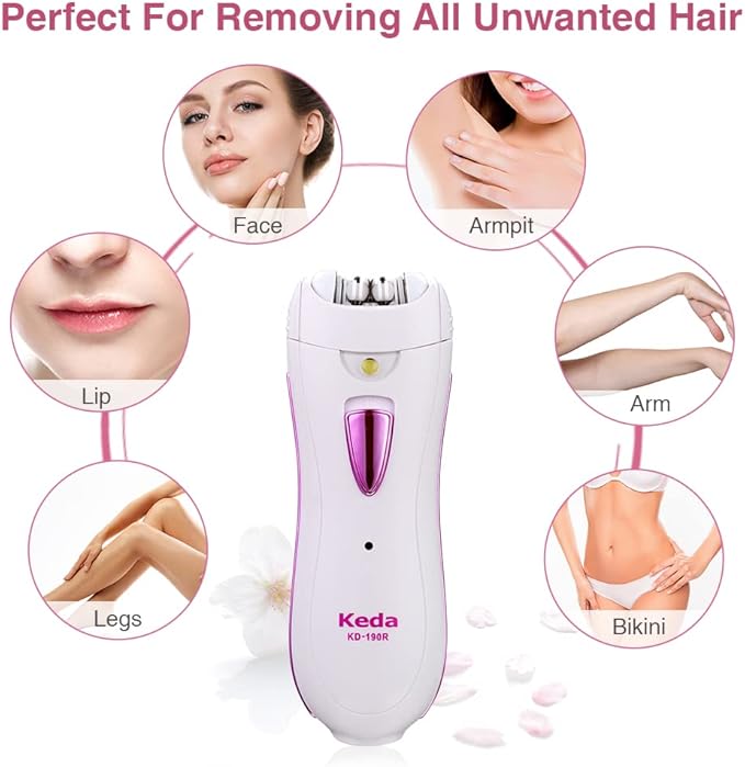 Epilator Smooth Glide Epilator for Women Face RechargeableEpilator for Women FacialEpilator Hair Remover Smooth GlideEpilator for WomenFace Bikini Hair Removal Arms/Face/Peach Fuzz White Portable