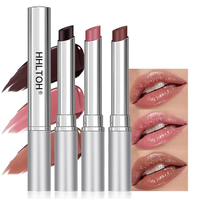 Honey Tinted Lip Balm Lipstick Set of 3, Nude + Pink + Black, Sheer Hydrating & Lightly Tinted Lip Color, Moisturizing Nourishing Lip Balm with Natural Black Cherry Tint, For All Skin Tones