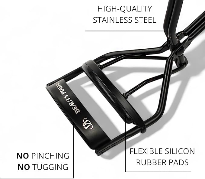 Eyelash Curler – Precision Lash Lift in Seconds with 5 Replacement Pads, Eyebrow Brush & Satin Travel Bag – Gentle & Safe, German Stainless Steel for Perfect Curls - Gift (Natural Curl)