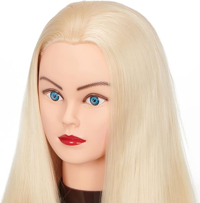Hairingrid 26"-28" Mannequin Head Hair Styling Training Head Manikin Cosmetology Doll Head Synthetic Fiber Hair and Free Clamp Holder (R71919W61320)