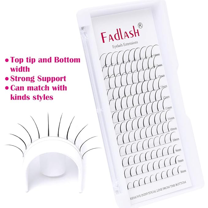 Lash Spikes Extension D Curl Mixed Tray Fairy Lashes Premade Spikes Eyelash Extensions Super Thick Spikes Individual Lashes Preamde Fans (D Curl, 8-14mm)