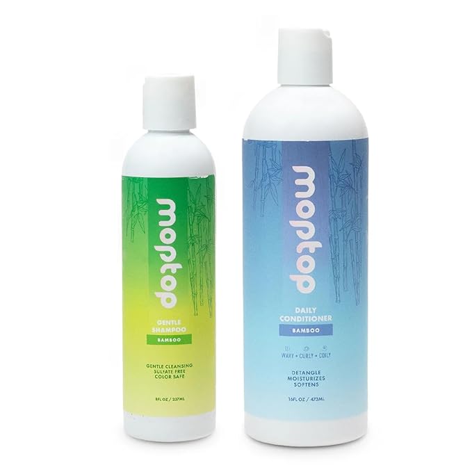 MopTop Sulfate Free Shampoo and Conditioner – Curly Hair Natural Shampoo and Conditioner Helps Restore Dry Damaged Hair & Reduce Frizz, Paraben Free Natural Hair Products for All Hair Types (2pk)