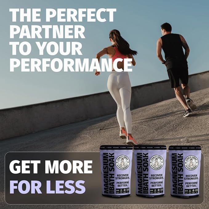 Coach Soak Recovery Bath Soak - Epsom Salts & Magnesium Flakes with Magnesium Chloride, Dead Sea Salt & Coconut Oil for Muscles - 9 lb (3 Pack) - Lavender