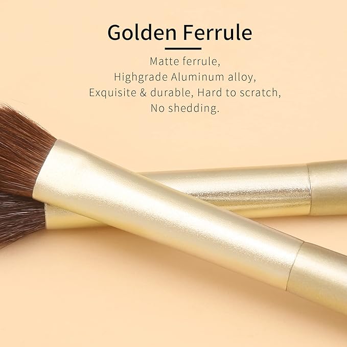 ENZO KEN Natural Goat Hair Eye Shadow Brush Set, Pony Hair Eyeshadow Brushes Set, Small Nose Contour Brush, Angled Eyeshadow Brush, Eyeshadow Blending Brush, Eye Makeup Brushes Set Professional - E200