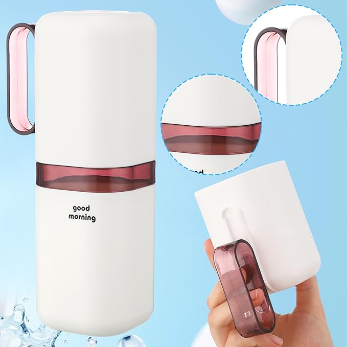 4 Pcs Travel Toothbrush Holder with Cups Toothbrush and Toothpaste Case Multifunctional Travel Tooth Brush Holder Containers Portable Cup with Handle for Camping Business