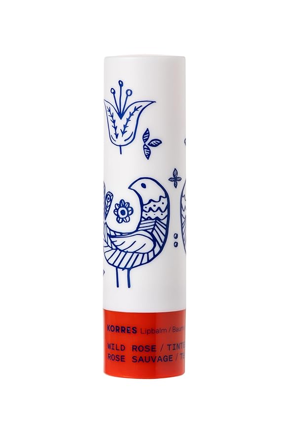 KORRES Lip Butter Stick Wild Rose Tinted Hydrating Lip Balm with Greek Hypericum Balsam Oil, Moisturizing & Subtle Tint for Soft Lips, Lip Care for Women & Men, 0.17 oz