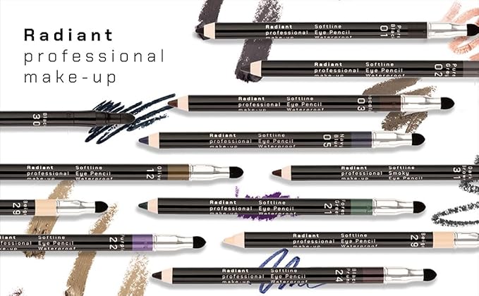 Radiant Professional Waterproof Eyeliner Pencil - Eyeliner Waterproof Smudge Proof for Woman - Long Lasting Under Eye Pencil for Smoky Eye - Soft Waterline Eye liner Smudger Tool, Green (21)