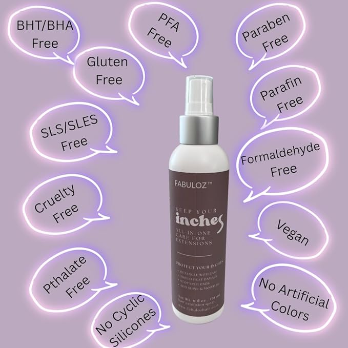 FABULOZ™ Hair Extensions Treatment Spray, Extensions That Feel Like New, Detangler, Leave-In Conditioner, Thermal Protection, Light Style Hold, Seal and Prevent Split Ends, Great Valentines Day Gift