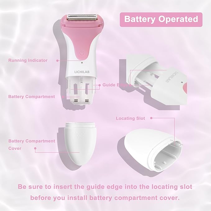 Electric Razors for Women & Bikini Trimmer for Sensitive Skin - Painless Body Hair Removal for Legs,Underarms,Pubic Hair,Hypoallergenic Cordless Foil Shaver Travel Ready Wet/Dry,ROSE/IU7H