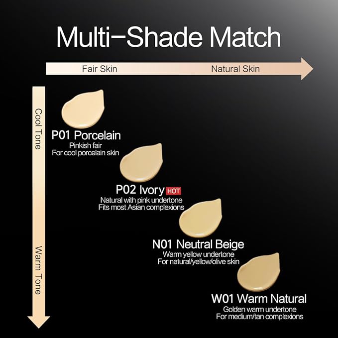 CARSLAN Black Magnet Liquid Foundation, 24H Longlasting Matte Finish Face Base Makeup, Waterproof, Smudgeproof, Buildable, Full Coverage Natural Finish, 30ml/1.05 Fl Oz, W01 For Warm Beige Skin