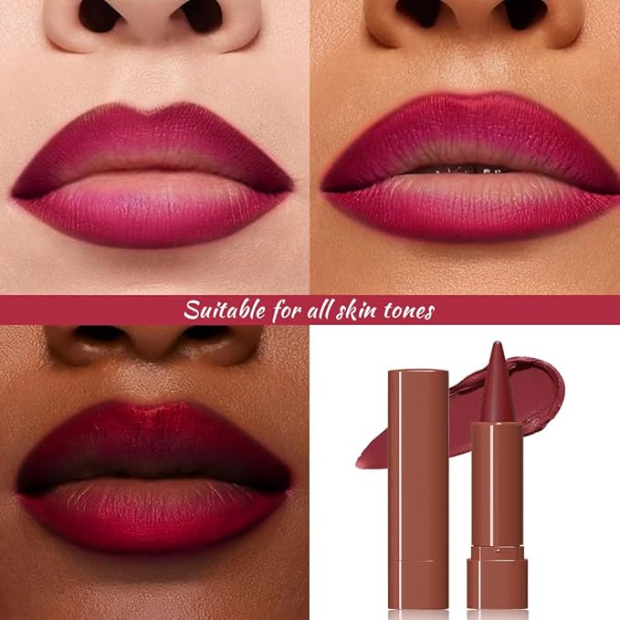 JUAAZIN Vivid Auburn Gradient Matte Lip Liner Pencil Crayon for Women - Waterproof Smudge-Proof Kissproof Long-Wear Lip Pencil, Flawless Contour Ombre Effect Lip Crayon,Creamy Pigmented Lip Liner 07#