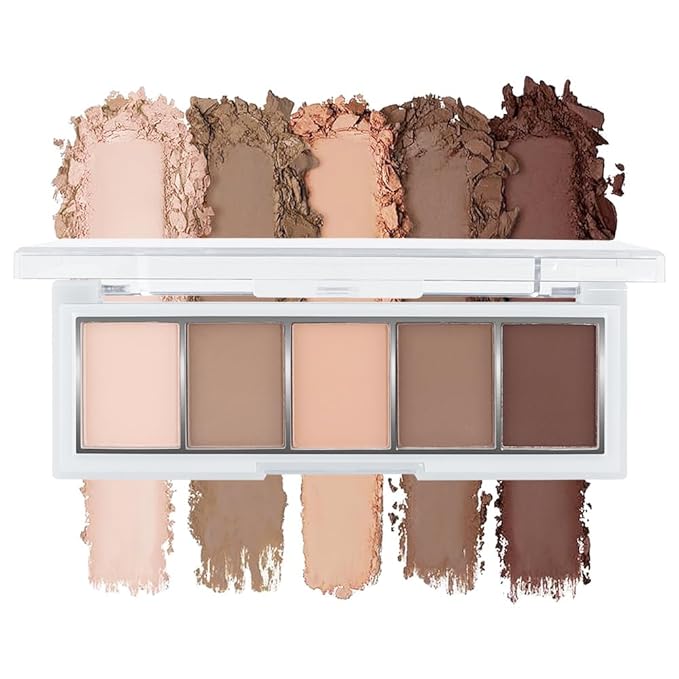 Nude Matte Eye shadow Palettes Makeup, 5 Cool Neutral Matte Eyeshades – Off White, Beige, Light to Dark Brown – Velvety Finish Highly Pigmented Eye Shadow Palettes (01#, Pack of 1)