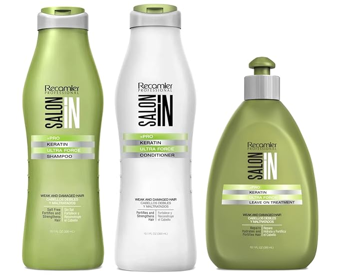 Recamier Professional Salon In +Pro Keratin Ultra Force Hair Shampoo, Conditioner and Treatment Bundle 3 Piece kit 40397 Small