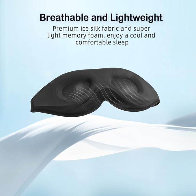 LitBear Sleep Mask for Side Sleeper Women Men, Eye Mask for Sleeping Light Blocking, 3D Contoured Cup Sleeping Mask, Soft Breathable Sleep Eye Mask with Adjustable Strap for Flight, Mint Green