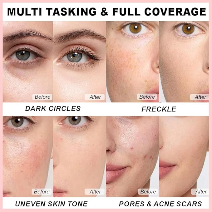 Under Eye Concealer for Women, 24 Hour Green Full Coverage Brightening Concealer for Dark Circles Fine Lines Redness & Discoloration, Waterproof Foundation Color Corrector, 03