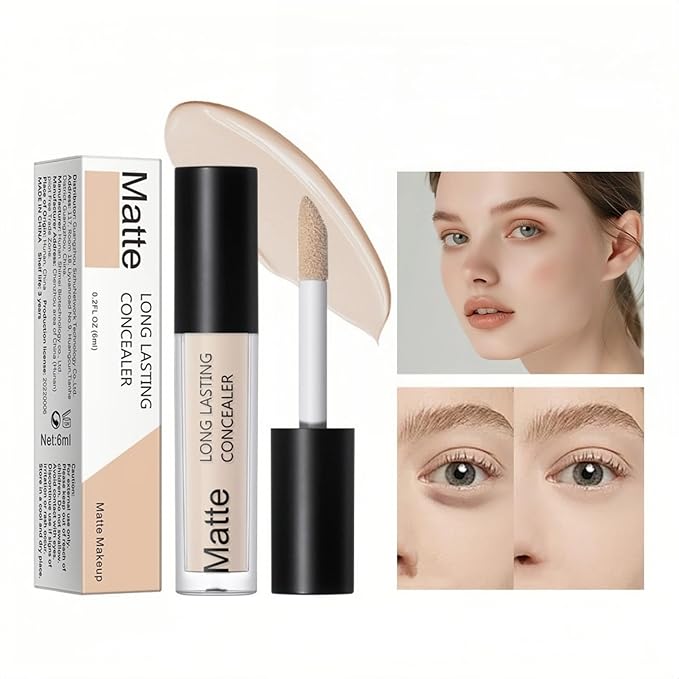 Full Coverage Concealer 6 Colors Lightweight Liquid Contour Waterproof Color Corrector Liquid Matte Concealer (Color 02)