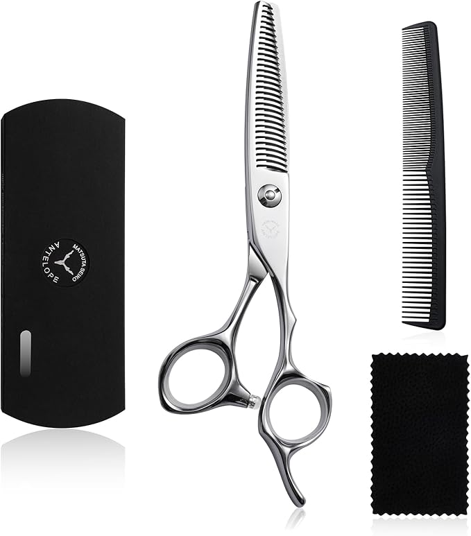 6” Professional Hair Thinning Scissors, VG10 Steel, 30 Teeth Blending Shears with 30% Thinning Rate, Lightweight Ergonomic Design for Barbers, Stylists & Home Use