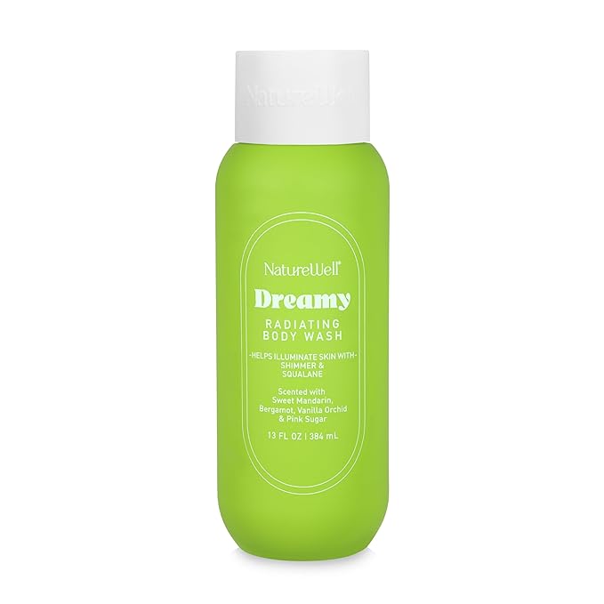 NATURE WELL Dreamy Radiating & Cleansing Body Wash, Infused With Aloe Juice, Squalane, White Peony Extract, Scented With Sweet Mandarin, Bergamot, Vanilla Orchid & Pink Sugar, 13 Fl Oz