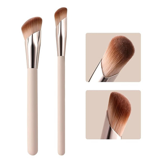 Angled Foundation Brush and Concealer Brush, Makeup Brushes Set for Liquid Foundation, Contour & Concealer, Angled & Blending Brushes to Tap, Blend & Set Flawless Face, Eye, Nose Makeup with Powder