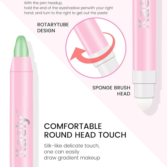 2in1 Shimmer Cream Eye Shadow Stick-Greenish Cyan, Eyeliner Pencil Eyeshadow Palette Makeup, Waterproof Long Lasting Brightener, Crease Proof & Smudge Resistant, Cream Eyeshadow with Built-in Smudger
