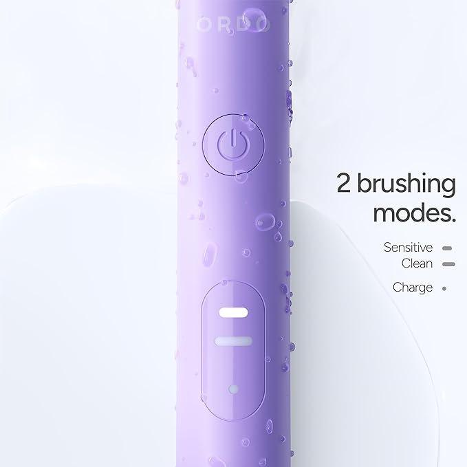 ORDO Lite Sonic Toothbrush, Electric Toothbrushes with 35,000 Pulses Per Min, Dual Modes, Over 5 Weeks Battery, Smart Timer, Waterproof, USB C, Lavender