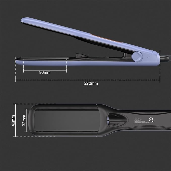 JINRI Hair Iron, Hair Brush, Pumped-Up Volume, Adjustable Temp, 360 ° Tail Rotation, Lasting Volume, for Short Or Thin Hair, Dual Voltage (100-240V), Volumizing Hair Iron, Purple, 1.25 inch