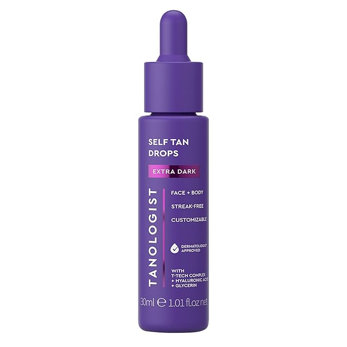 Tanologist Extra Dark Self Tan Drops, Streak-Free Body & Face Tanning Drops, No Fake Tan Smell, For Moisturizer & Lotion, Bronzing Face Tanner, Skincare Ingredients, Vegan, 1.01 fl. oz/30 ml Bottle