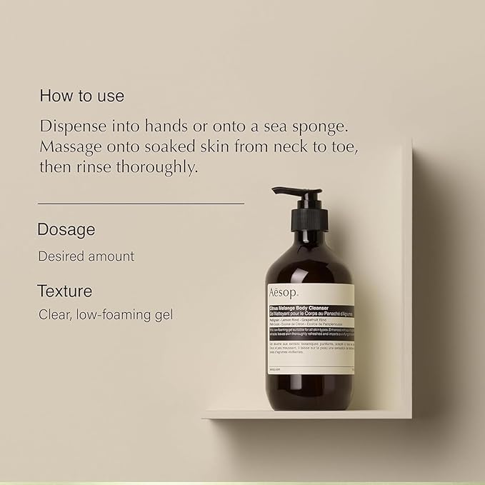 Aesop Citrus Melange Body Cleanser Refill | Gentle Low-Foaming Gel Cleanser for Skin | Citrus Aroma with Botanical Extracts | 16.9 oz / 500 mL (Pack of 3)