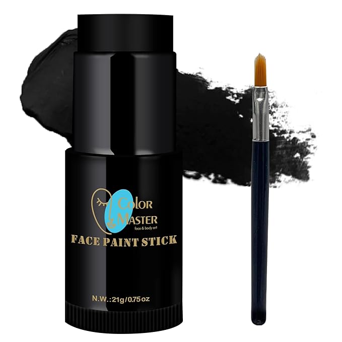 ColorMaster Eye Black Face Body Paint Stick (0.75oz) | Black Face Paint, Body Paint, Colored EyeBlack Baseball for Kids, & Foundation Cream Makeup, Face Painting Kit for Halloween