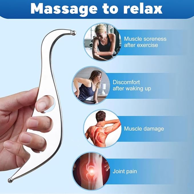 Stainless Steel Gua Sha Muscle Scraper Tool, Physical Tools, Guasha Massage Scraper, Skin Scraping Tool, Soft Tissue Massage Tool for Myofascial Release