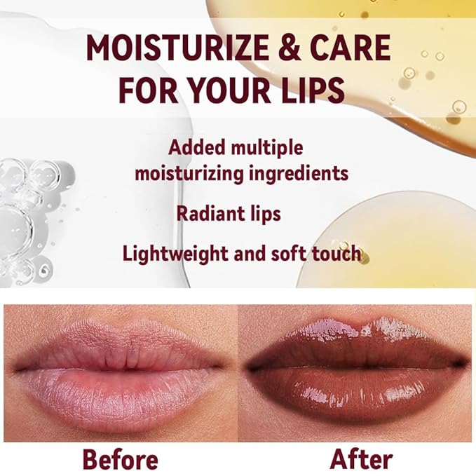 FeiCuiYun Brown Honey Tinted Lip Stain Lip Balm Lip Gloss Lipstick, Sheer Hydrating Lip Stains Tint, Moisturizing Lip Color for All Skin Tones, Nourishing Lip Balm with a Hint of Natural Black Cherry
