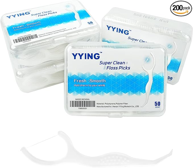 Dental Floss Picks 200 Count, Travel Floss Picks Extra Strong flosser Professional Tooth Picks flossers for Adults with Portable Case, Toothpicks Floss Sticks for Teeth Cleaning and Oral Care