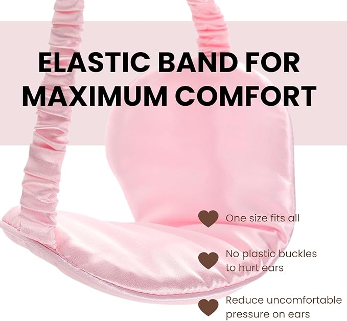 LCBD Silk Satin Sleeping Eye Mask, Pink Sleep Eye Mask Night Blindfold for Women and Men, Soft Breathable Blackout Eyeshade Eye Cover for Travel, Wedding Bridesmaid Gift