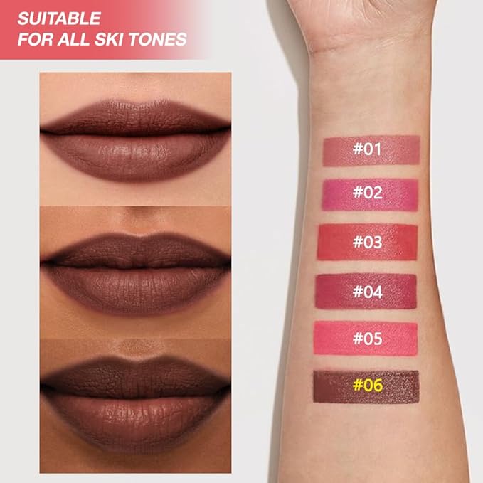 JUAAZIN Maroon Matte Lipstick Crayon - High Pigment Creamy Formula, Waterproof Long Lasting, Smooth Glide Application, Non-Sticklipstick, Ultra Thin Lightweight, Velvet Matte Lip Feel for Women 06#
