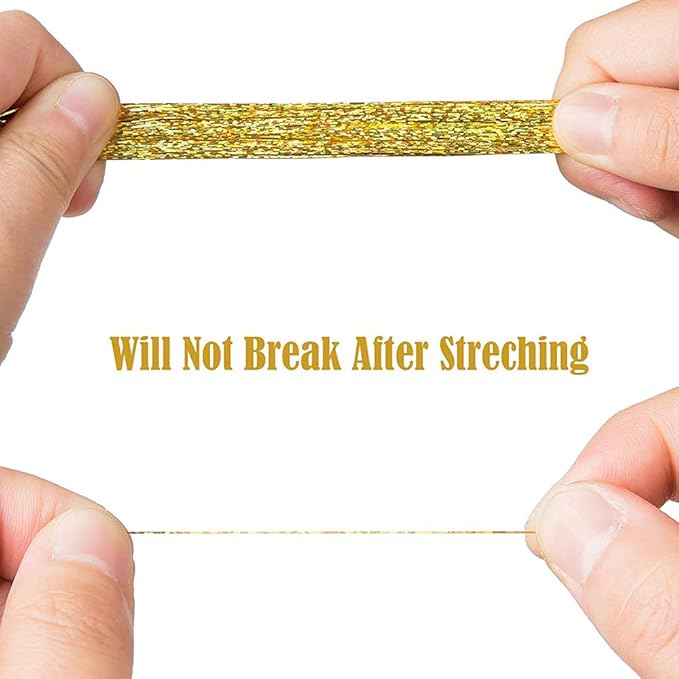 47" Holographic Hair Tinsel KIt Shining Gold Professional Sparkle Heat-Resistant Silk Extensions, Easy to Apply, Hair Accessories for Girls, Party Hair, Gifts for Girls (1000 Strands, Shining Gold)