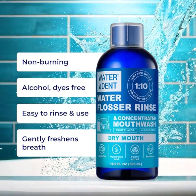 2 Pack Concentrated Water flosser Rinse & Mouthwash Made in USA, Alcohol and Fluoride Free, Apple Mint & Fruit Flavor