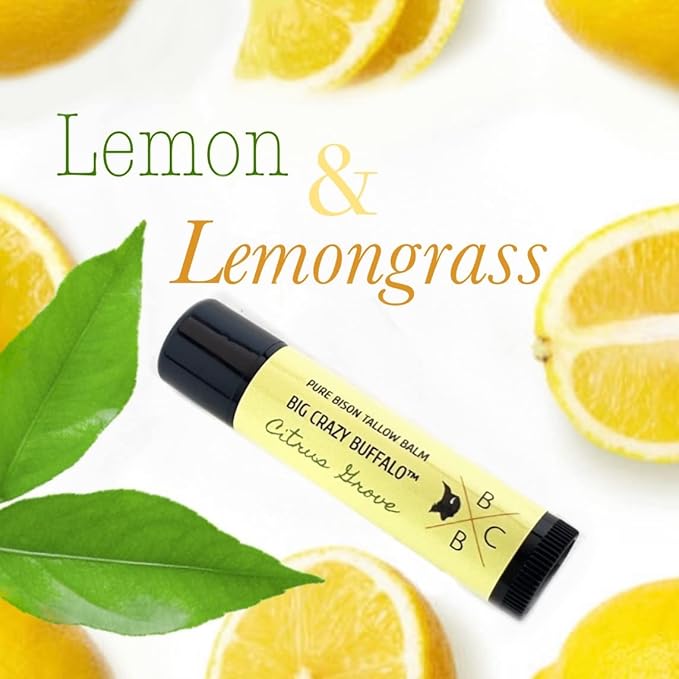 Pure Bison Tallow Lip Balm, Citrus Forming