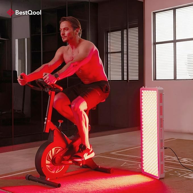 BestQool Red Light Therapy Device for Body, Face. 4 Wavelengths Full Body Near Infrared Therapy Lamp, Dual Chip 200 Elite Grade LEDs, High Power Red Light Panel at Home. 340W.