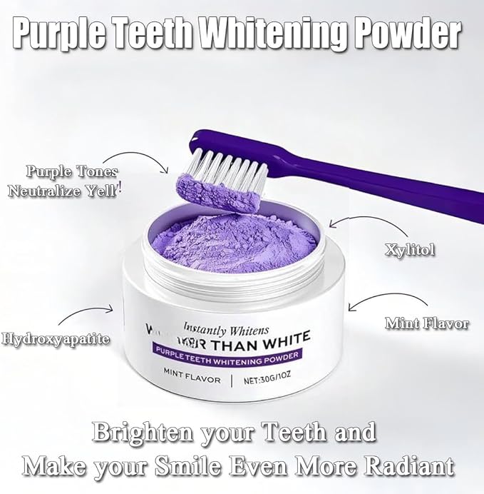 Teeth Whitening Powder, Niacinamide-containing Purple Enamel Repair and Whitening Powder, Freshens Breath, Gently Cares for Sensitive Teeth