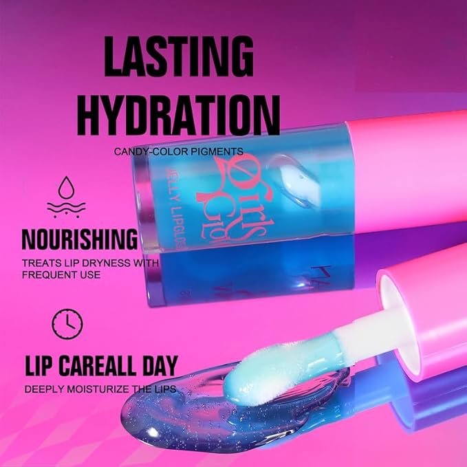 Jelly Lipstick Hydrating Lip Glow Oil, Plumps Moisturizing Hydrating