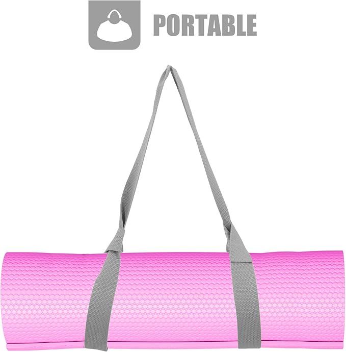 Yoga Mat Strap Nylon Adjustable Carrying Sling Shoulder Strap for Yoga Mat Storage and Travel Gray