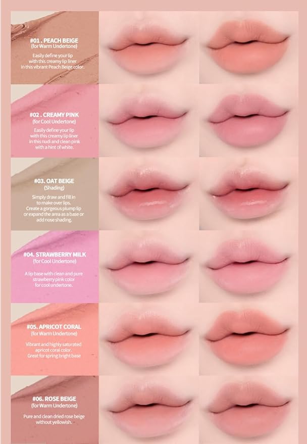 Heart Percent Dote On Mood Lip Pencil, Long-Lasting Creamy Lip Crayon Smooth Color Liner Retractable Lipstick Pencil 0.8g, #10. Clean Beige