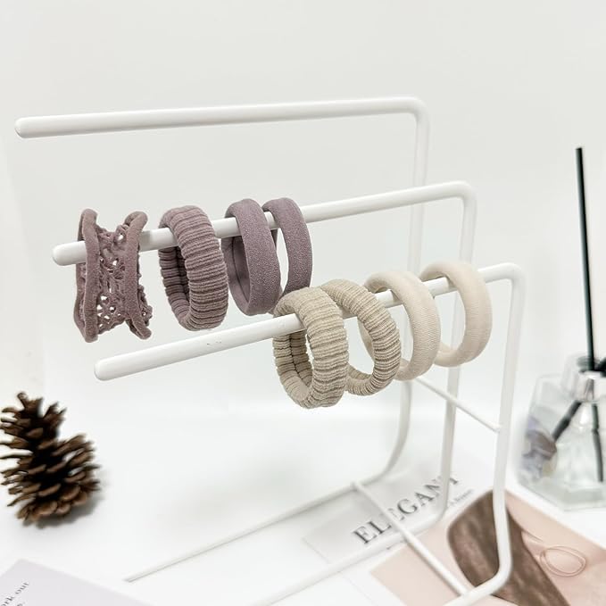 Jseng 8Packs Seamless Hair Ties for Women - Soft No Damage Elastic Hair Accessories for Thick Curly Hair - Beige & Dusty Lavender