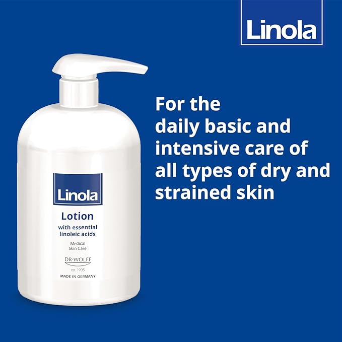 Linola Lotion - Body Lotion with Essential Linoleic Acids - for the Daily Care of Dry & Stressed Skin - Protects & Regenerates Dry Skin - Made in Germany - Vegan - 500 ml (16.9 Fl Oz)